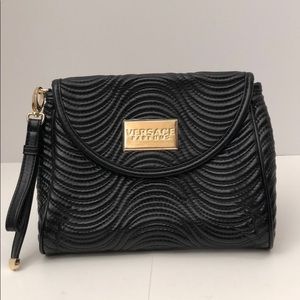 Versace parfums black faux leather clutch bag